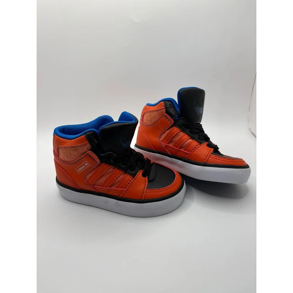 Adidas Originals Hard Court Hi Toddler Sneakers Orange Black Blue G99437 Size 5K